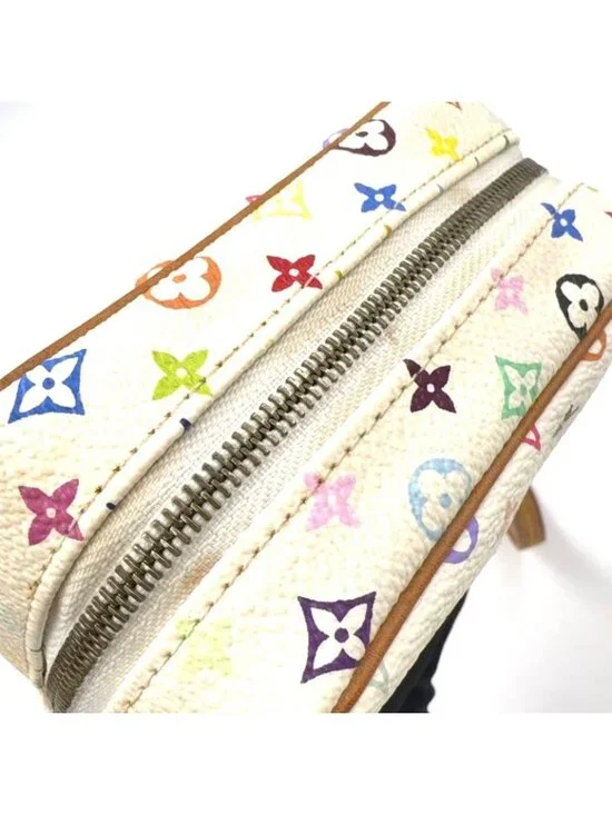 Louis Vuitton Trousse Wapiti Monogram Multicolor Blanc Leather White Pouch Gold - Picture 10 of 10